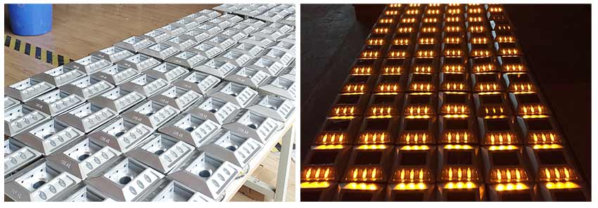 Aluminum Raised Solar Cat Eyes Road Stud in production